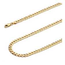 Wellingsale 14k Yellow Gold Solid 4.7mm Cuban Curb Chain Necklace