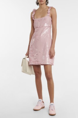 Ganni Pink Sequinned Mini Dress Size 40 Barbiecore RRP £295