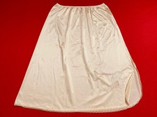 MG ... Vintage 25  Nylon Appliqu  Half Slip Side Slit ... Ivory ... Size S