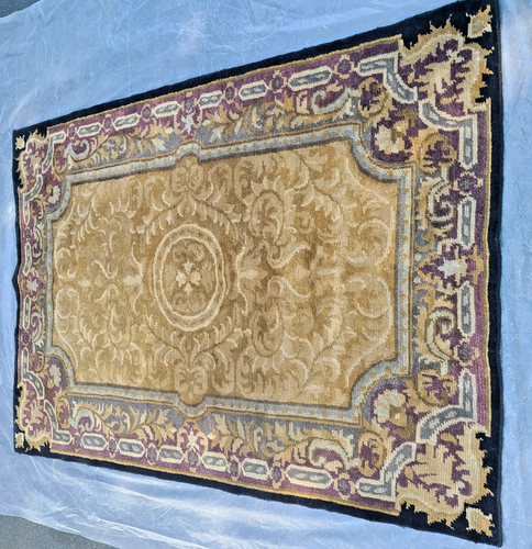 100% WOOL HAND-KNOTTED INDIA ORIENTAL CARPET RUG 5'8" X 4' BROWN GRAY BURGUNDY