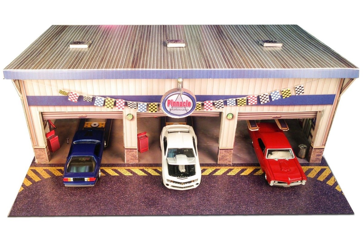 ☆ 1/64 Garage Item A Updated! 1:64 Scale-White Two 2 Car Garage w/ Movable Door