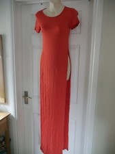 Long Orange Top Unusual Split Sides Designer Club L Dressy Ladies Size 8 BNWT