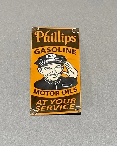 VINTAGE 12” PHILLIPS 66 PORCELAIN SIGN CAR GAS OIL TRUCK AUTOMOBILE