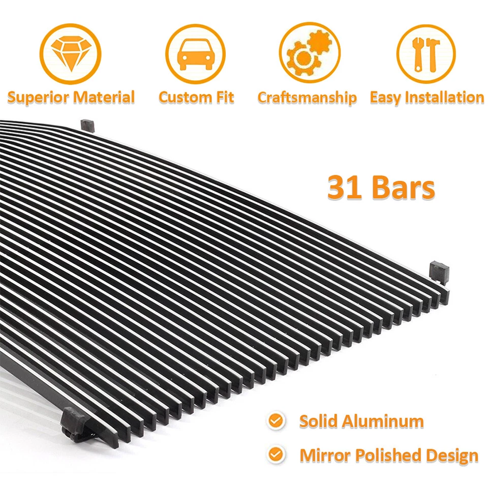 Fits 1994-1999 GMC Suburban/ C/K Pickup 31 Billet Bars Polished Silver Grille Foto 2 de 4