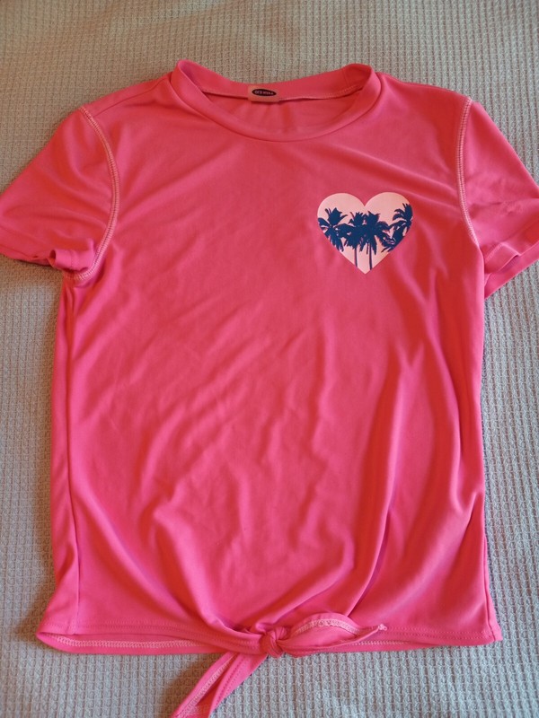 Old Navy Girls Pink Heart Palm Tree Rash Guard Girls Size Medium (8)