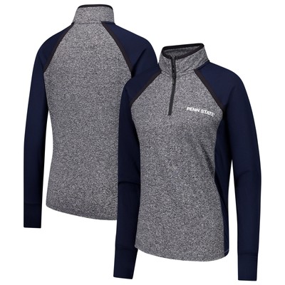 Women's Navy/Heather Gray Penn State Nittany Lions Finalist Raglan Quarter-Zip