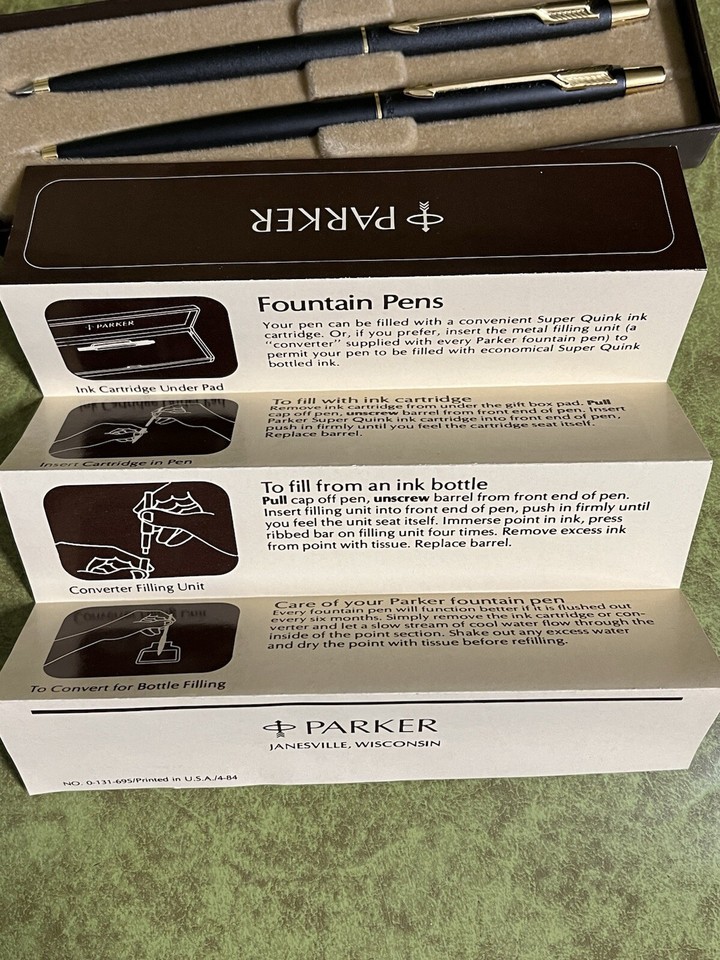 Vintage Parker Classic Ballpoint Pen & Pencil Set Lifetime Guarantee ...