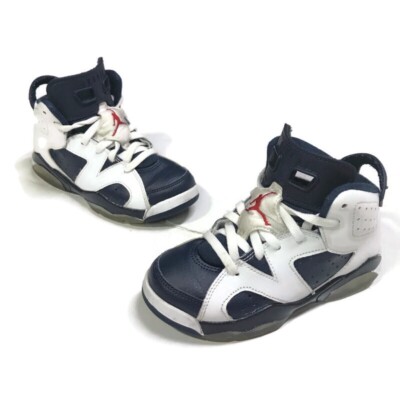 Nike Air Jordan Retro 6 Olympic Blue White Boys Size 12C 384666-130 Sneaker Shoe