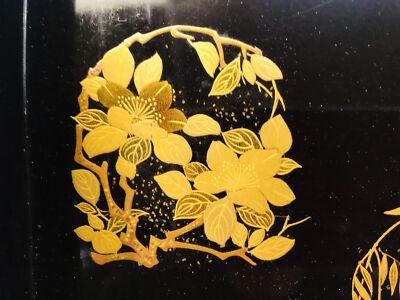 Y7284 TRAY Makie Large Small set pair box Japan antique tableware