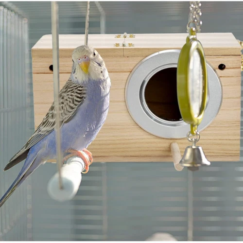 Nistkasten für kleine Holz Vogelhaus Brutkasten Wellensittich Exoten Papagei - Afbeelding 4 van 17