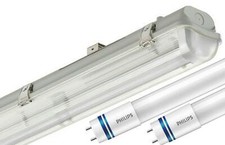 LED Wannenleuchte PHILIPS IP65 mit LED Tube f&uuml;r Werkstatt Garage Keller etc