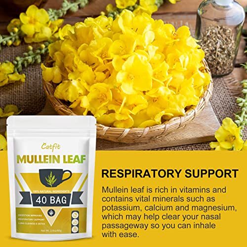 Mullein Leaf Herbal Tea for Respiratory Support, Mullen Tea for Lung