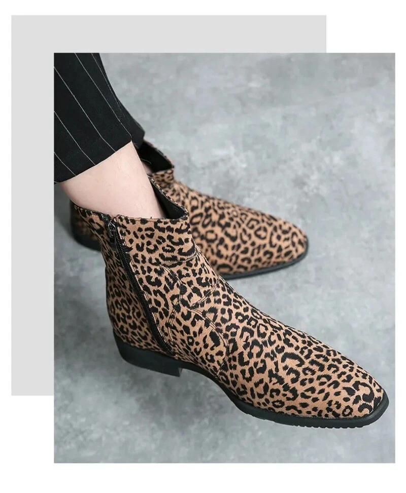 Leopard print shop boots flat