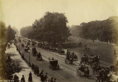 Vereinigtes Königreich London beschäftigt Rotten Row Pferdekutschen altes Foto 1890