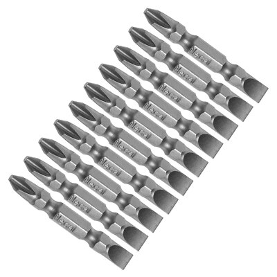 10PCS Phillips-Slotted Double Ended Screwdriver Bit 50mm PH2/SL6 1/4'' Hex Shank