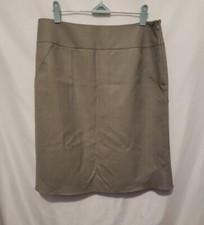 Max Studio Skirt Sz 10 Brown Striped Lined Side Zip Knee Length Career Wear