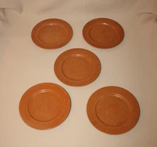 5 Vintage Salad Plates Safetyware Melamine Brown PM362