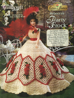 NEW REBECCA'S PARTY FROCK DRESS FASHION DOLL CROCHET PATTERN BOOK