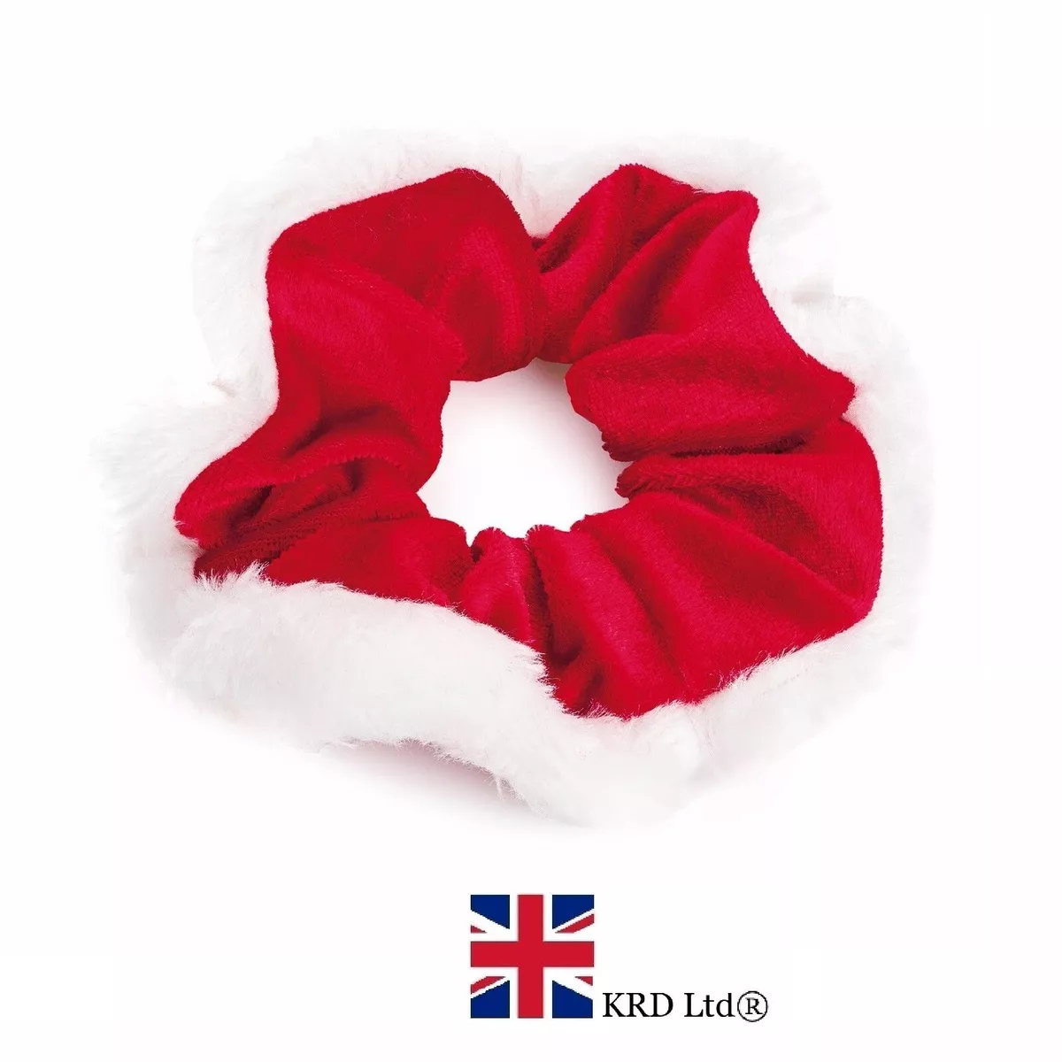 RED WHITE CHRISTMAS SCRUNCHIE Ladies Girls Hair Scrunchies Bobble Elastic Z701