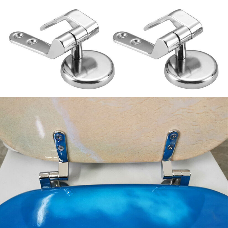 1 Pair Universal Chrome Toilet Seat Hinges Spare Replacement Fittings Bathroom