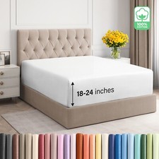 Extra Deep Pocket 400 Thread Count Fitted Sheet Only, 100 Cotton by CGK Linens