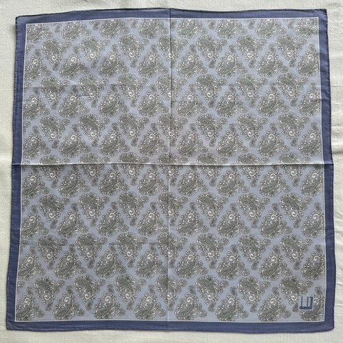 VTG Dunhill Handkerchief light Purple Cotton Paisley Classic Pocket Square 19" - Picture 2 of 3