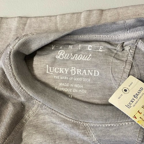 Lucky Brand Mens Sweatshirt Size M Medium Venice Burnout Grey - Picture 9 of 9