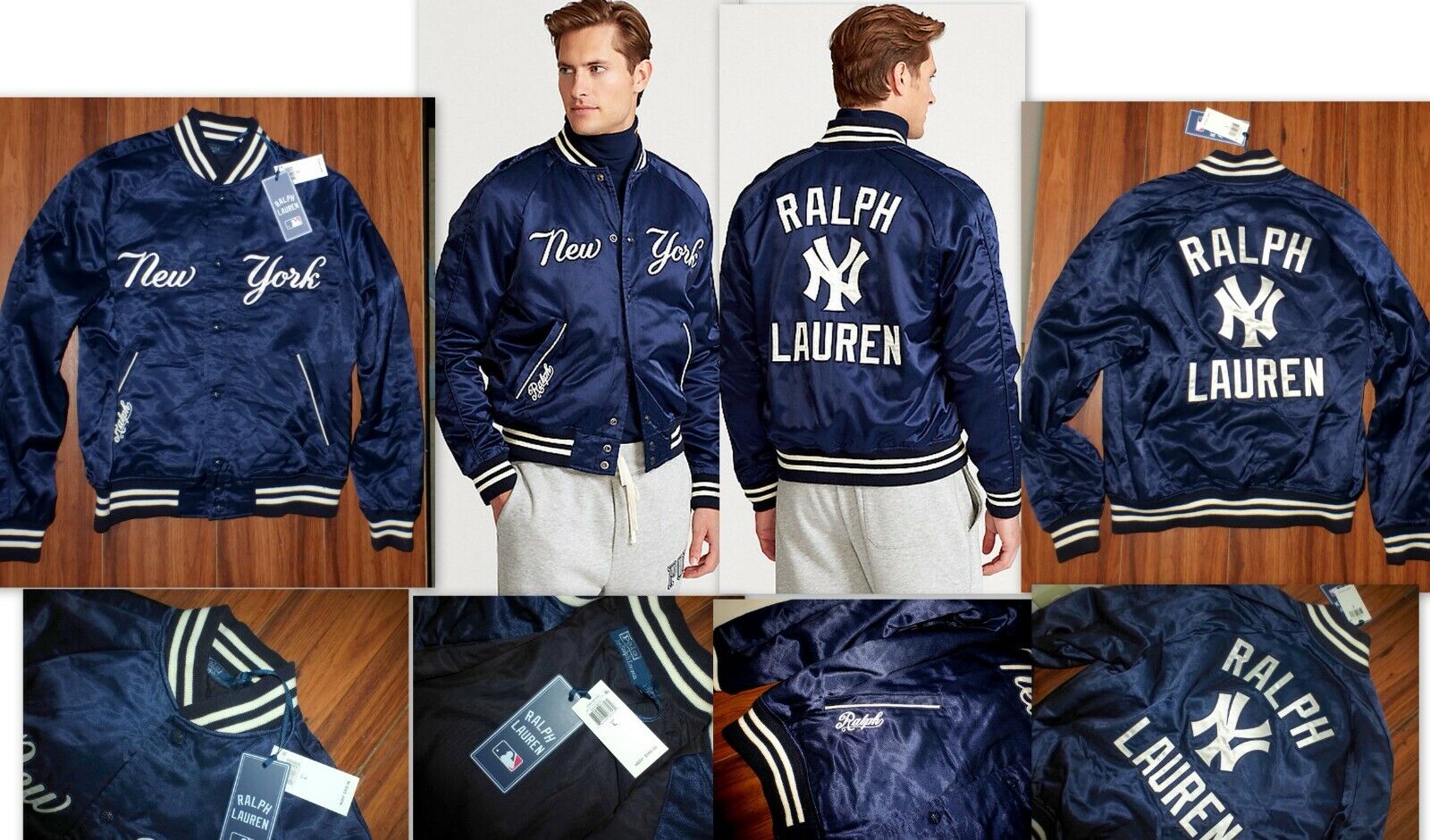 NWT POLO RALPH LAUREN NEW YORK YANKEES LIMITED EDITION STITCHED SHINY  JACKET L