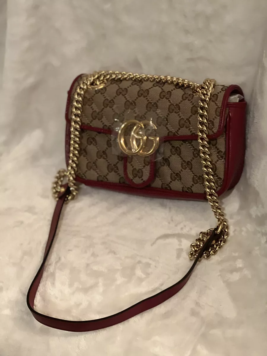 Red Original GG Canvas Marmont Shoulder Bag Mini