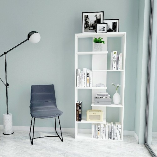 HOMEMANIA Libreria Bora con Ripiani Mensole da Ufficio Soggiorno Bianco in  Legno | eBay