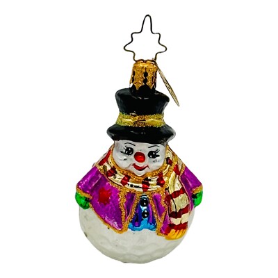 Christopher Radko Chills Wills Gem Glass Christmas Ornament 2.5  Snowman 2002