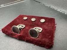 VINTAGE SWANK Mother Of Pearl TUXEDO STUD CUFFLINKS Shirt Pins