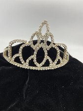 Tiara Women's crystal rhinestone silver setting tiara 3 1/4 " High