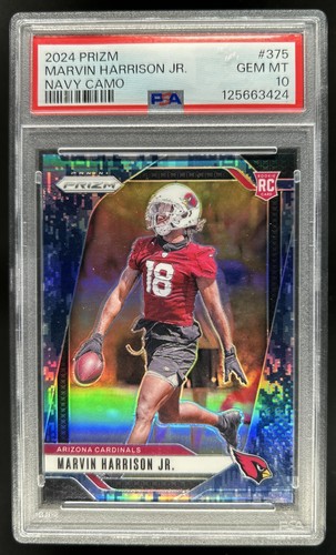 2024 Panini Prizm Marvin Harrison Jr. Navy Camo Rookie RC #/25 Cardinals PSA 10