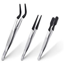 3 Pieces Tweezers with Rubber Tips Tweezers PVC Coated Tweezers Set, Rubber1436