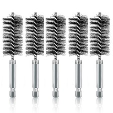 ASNOMY 5Pcs 1" Stainless Steel Bore Brush for Drill,25mm Wire Silver 