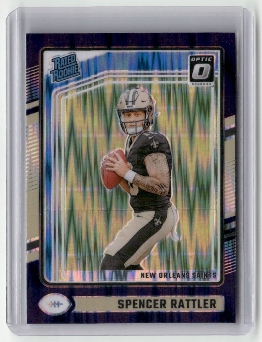 2024 Donruss Optic Purple Shock Spencer Rattler Rookie New Orleans Saints #289