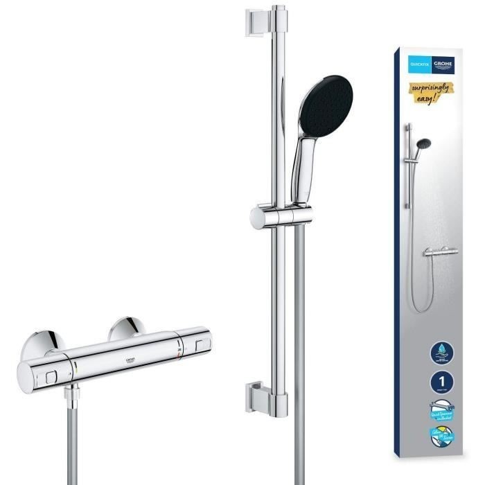 Ensemble de douche thermostatique avec colonne 60cm pour salle de bain familiale
