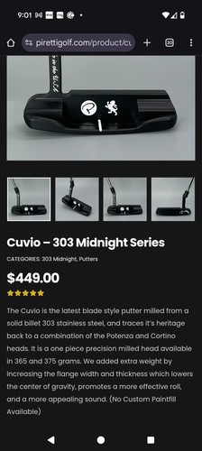 PIRETTI CUVIO MIDNIGHT BLACK SERIES 303SS USA MILLED 365G 35" RH PUTTER + HC - Bild 24 von 24