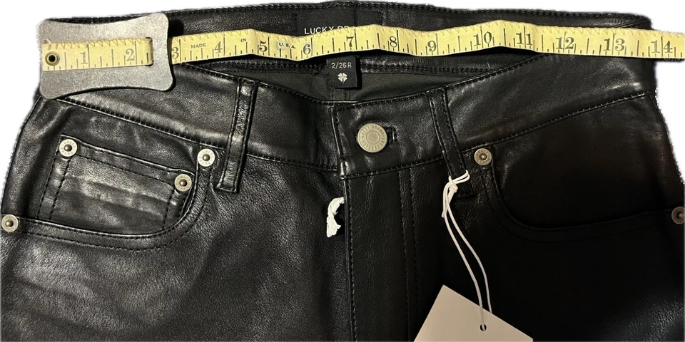 Pantalones de piel de cordero de cuero Lucky Brand para mujer NUEVOS 12/31 ajustados al tobillo Foto 2 de 4