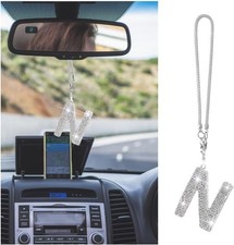 Bling Car Letter Charm, Crystal Rhinestone Rear View Mirror Hanging Ornament- N