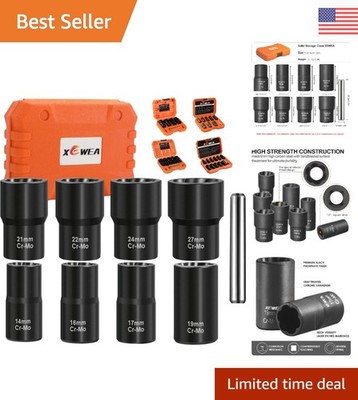 9PCS Lug Nut Extractor Set, 1/2'' Drive Impact Bolt Nut Remover Socket Tool, W...