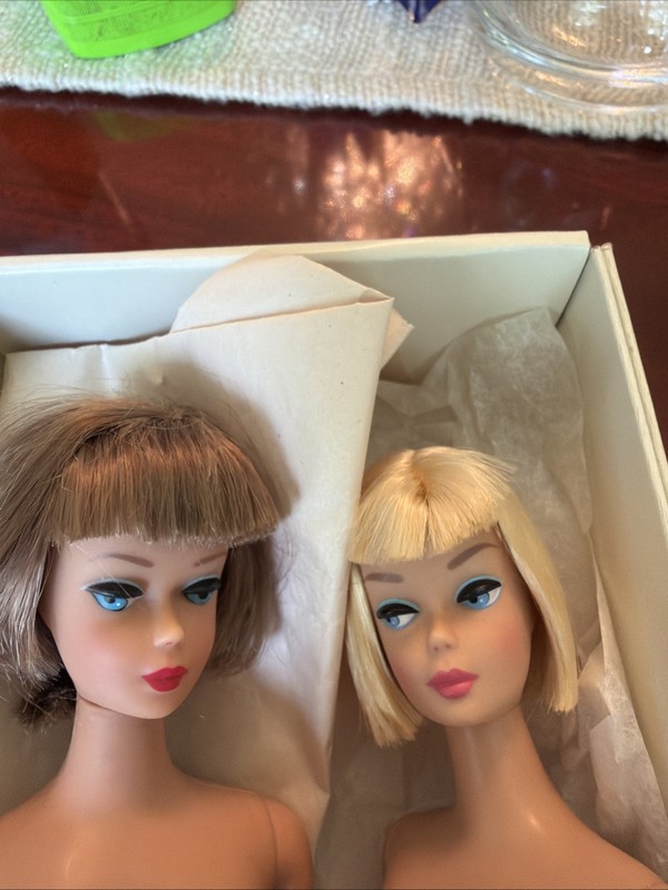 Vintage Pair Barbie BEAUTIFUL Blonde Brown AMERICAN GIRL Doll Nude Reproduction