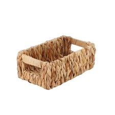 Woven Water Hyacinth Baskets for Organizing Rectangular Wicker Baskets with B...