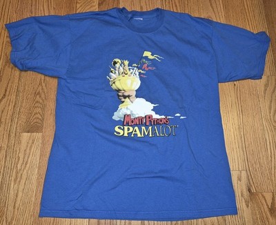 MONTY PYTHON 2004 OFFICIAL SPAMALOT BLUE T-SHIRT SIZE XL EX COND UNWORN