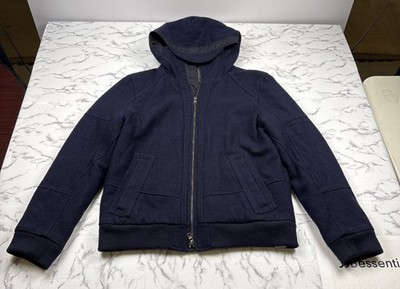 Armani Exchange Merino Wool Full Zip Hoodie Mens Navy Blue Work Workwear Sz M