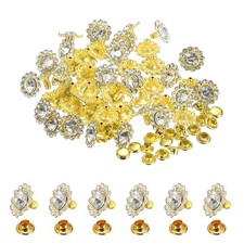 50pcs Colorful Rhinestone Rivets 11mm Sun Flower Crystal Studs, White