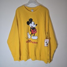 NWT Walt Disney World Adult Sweater Sweatshirt 3XL Yellow Red Mickey Mouse READ
