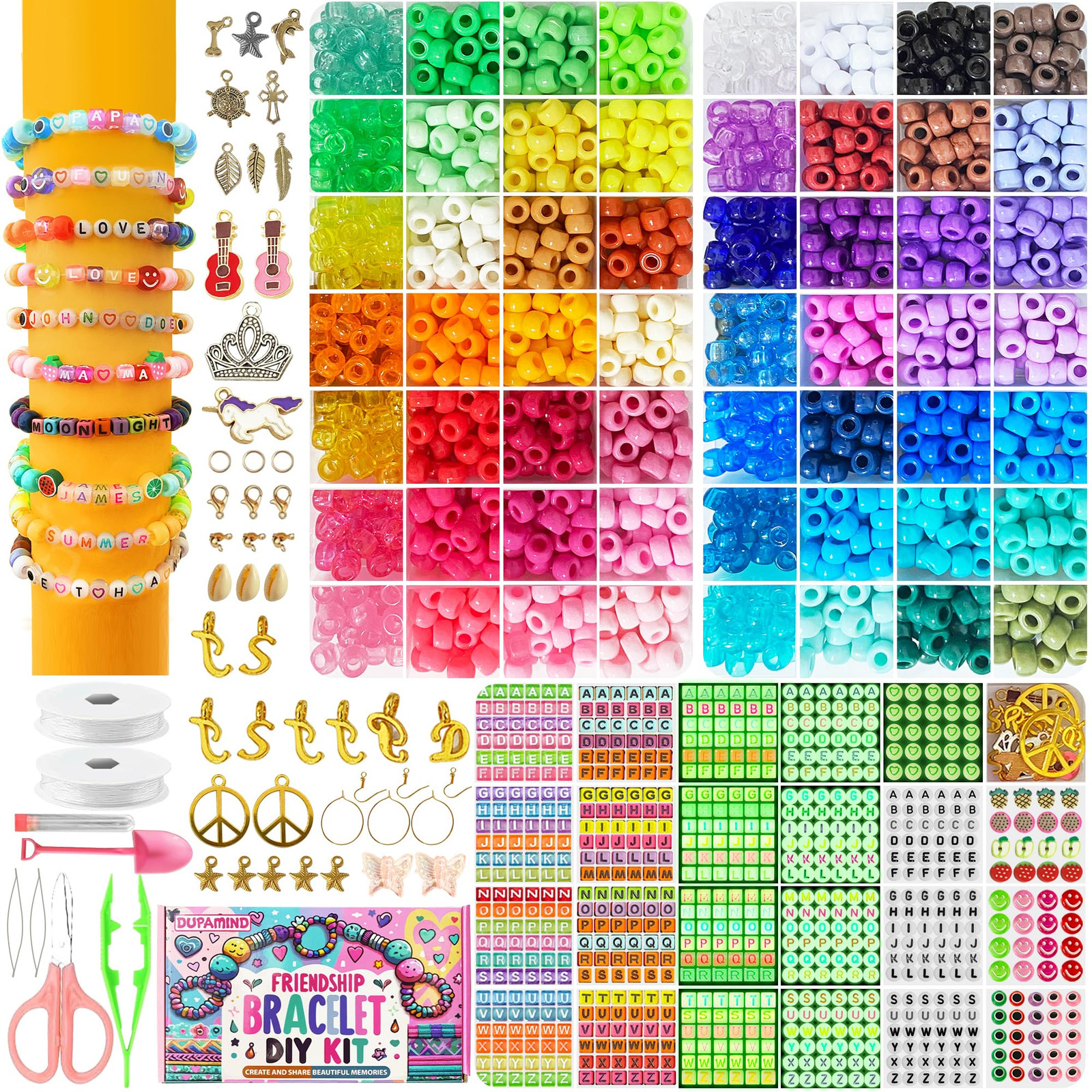 Glow in the Dark Pony Beads Friendship Bracelet Kit for Girls