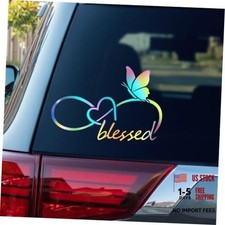 Blessed Butterfly Infinity Heart Decal - 8.6" x 5.8" Waterproof Holographic